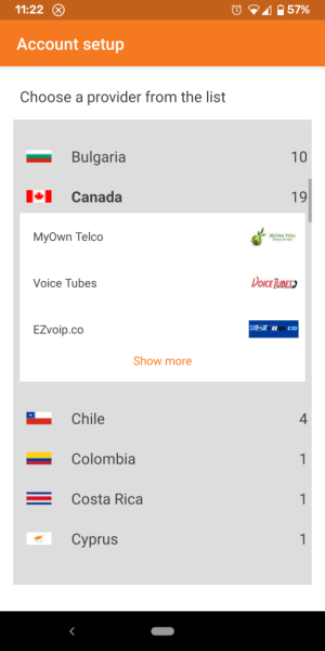 Zoiper - Selecting MyOwn Telco as the provider